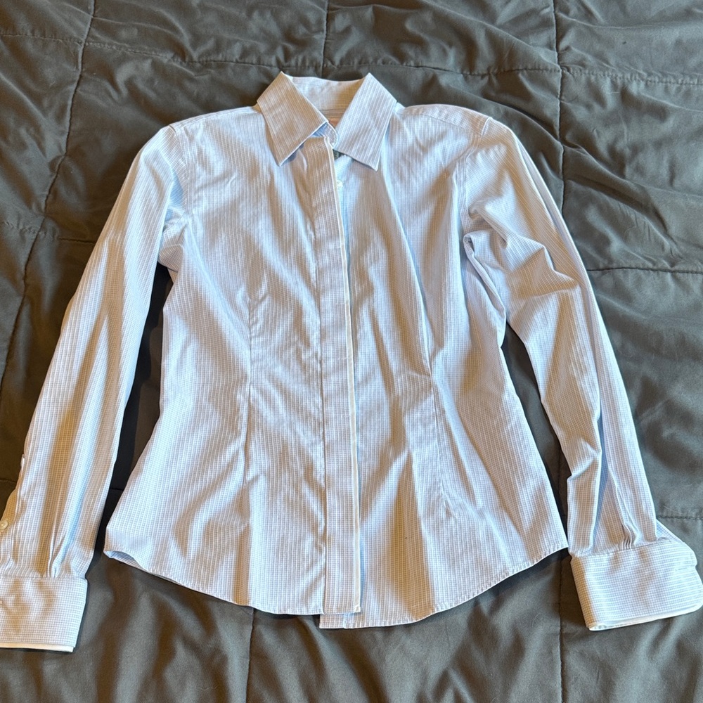 Light Blue and White Button-Up Shirt